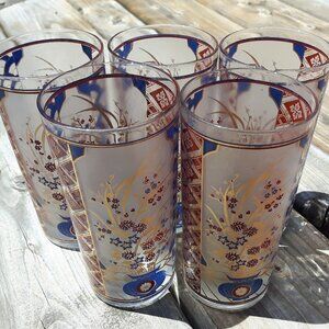 Mid Century Culver Imari Highball Set 22k Gold